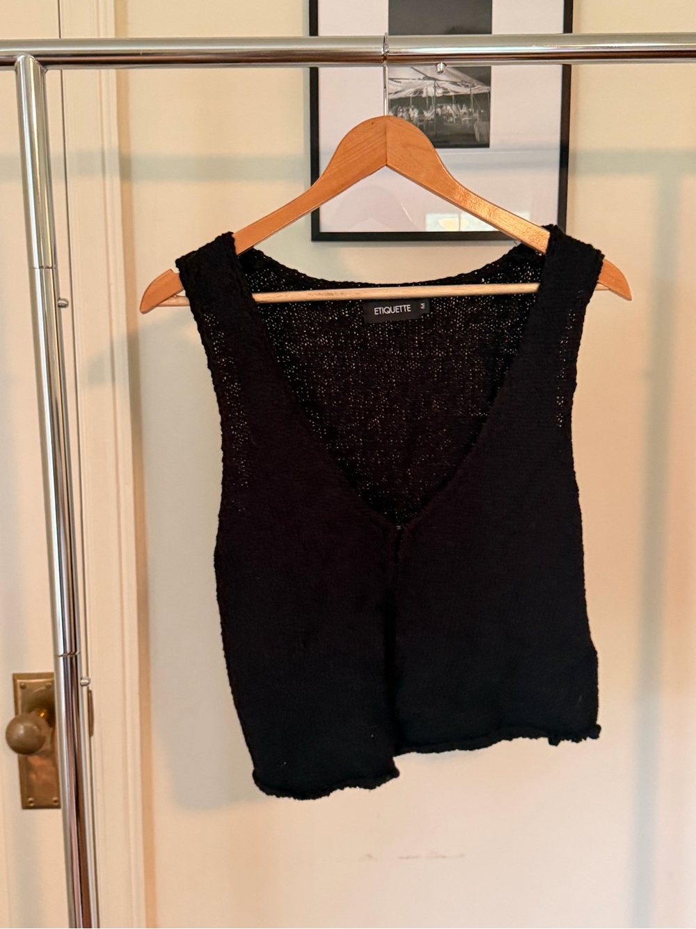Studio Black Knit V-Neck Tank Top